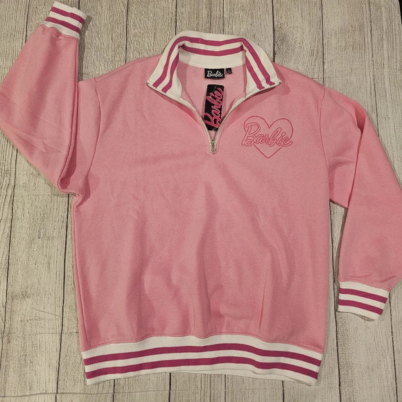 Barbie Pink •Size Large• Quarter Zip Collared Soft Sweatshirt •New w/ Tag• - Picture 1 of 7